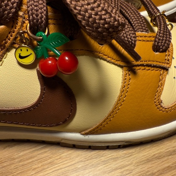 Nike Retro Dunk Low Dessert Ochre Sneakers with Cherry Charm - Picture 9 of 9